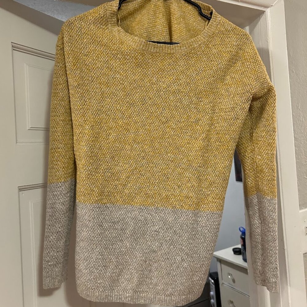 Yellow and Grey Knit Sweater